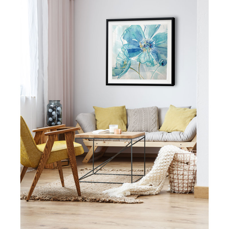 Blue Spring Poppy I - impression, H 30,5 po x l 30,5 po x P 1,5 po, Cadre plastique noir