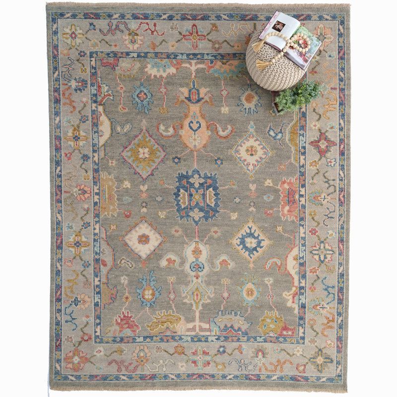 Elan Hand Knotted Wool Oriental Area Rug in Black, Rectangle 3' x 5'
