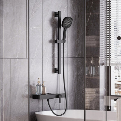 Matte Black 2-Function Tub Shower Faucet Set With 3-Spray Handheld, Wall Mount, CUPC Certified, Brass Spout & Adjustable Slide Bar