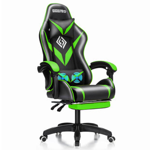 WOODYHOME Adjustable Reclining Ergonomic Swiveling PC & Racing Game Chair with Footrest