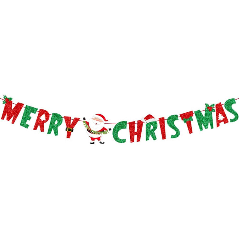 Merry Christmas Banner Glitter Christmas Banner
