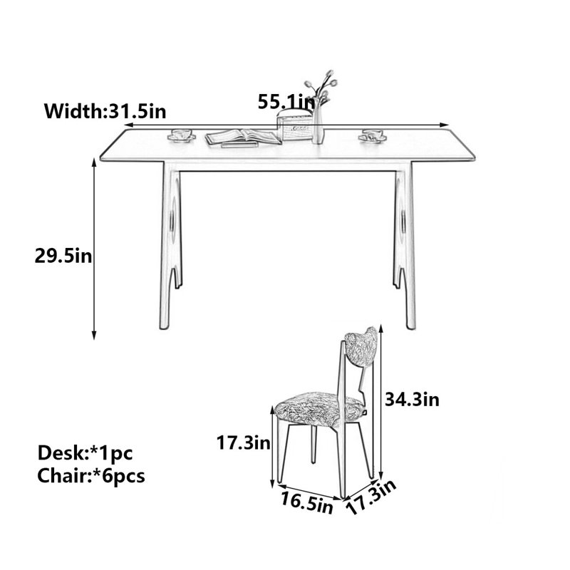 Table de salle à manger French French, H 29,5 po x L 55,1 po x l 31,5 po