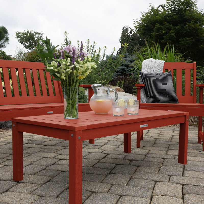 Arbnora Rectangular Outdoor Coffee Table , 48'' in. W 24'' in. D, Rustic Red