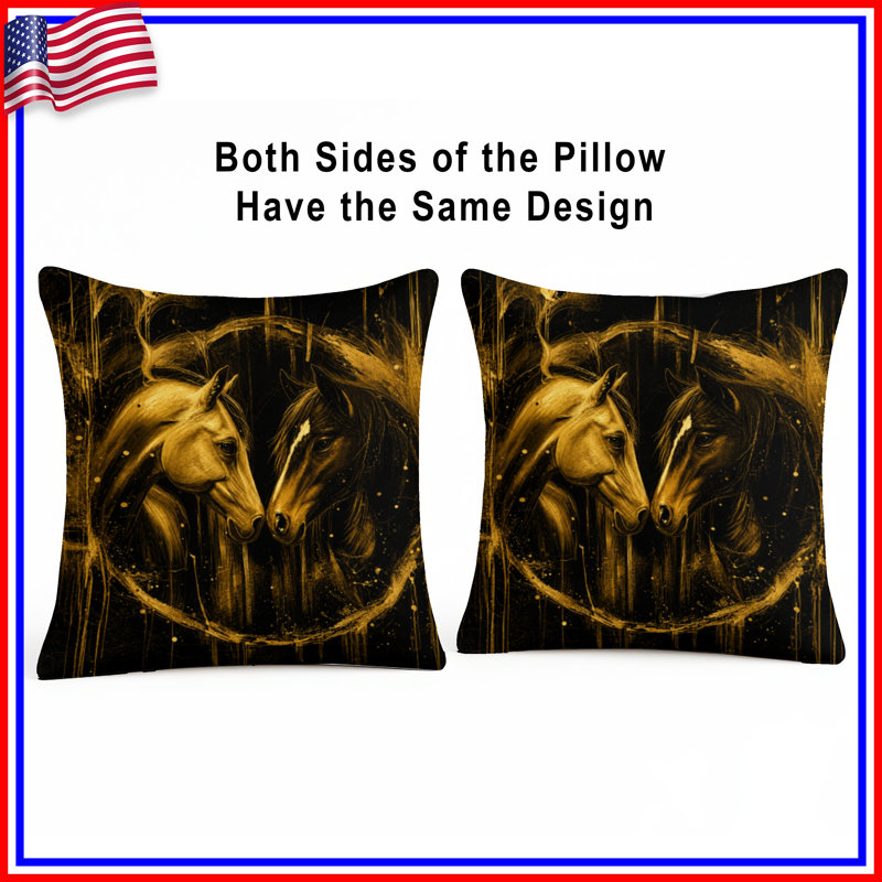 Two Horses Portrait Double Sided Throw Pillows, 20 x 20 inches