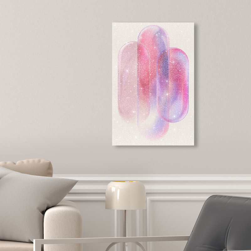 Pink Topaz Gradient Canvas Abstract Print by Oliver Gal, Black Frame, 10 x 15, 24"H x 16"W, Gallery Wrapped
