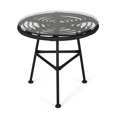 Grey And Tempered Glass Side Table For Outdoor Use Chic With Long-Lasting