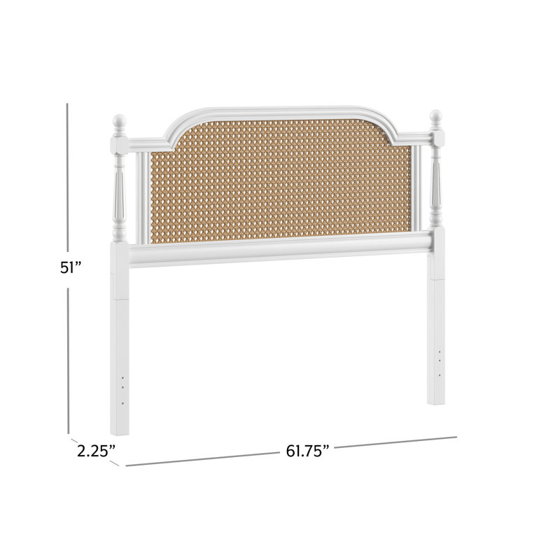 Elyse Solid Wood Headboard, White/Brown, Queen