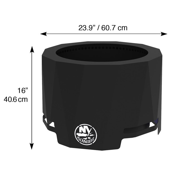 Round Steel Smokeless Fire Pit, New York Islanders