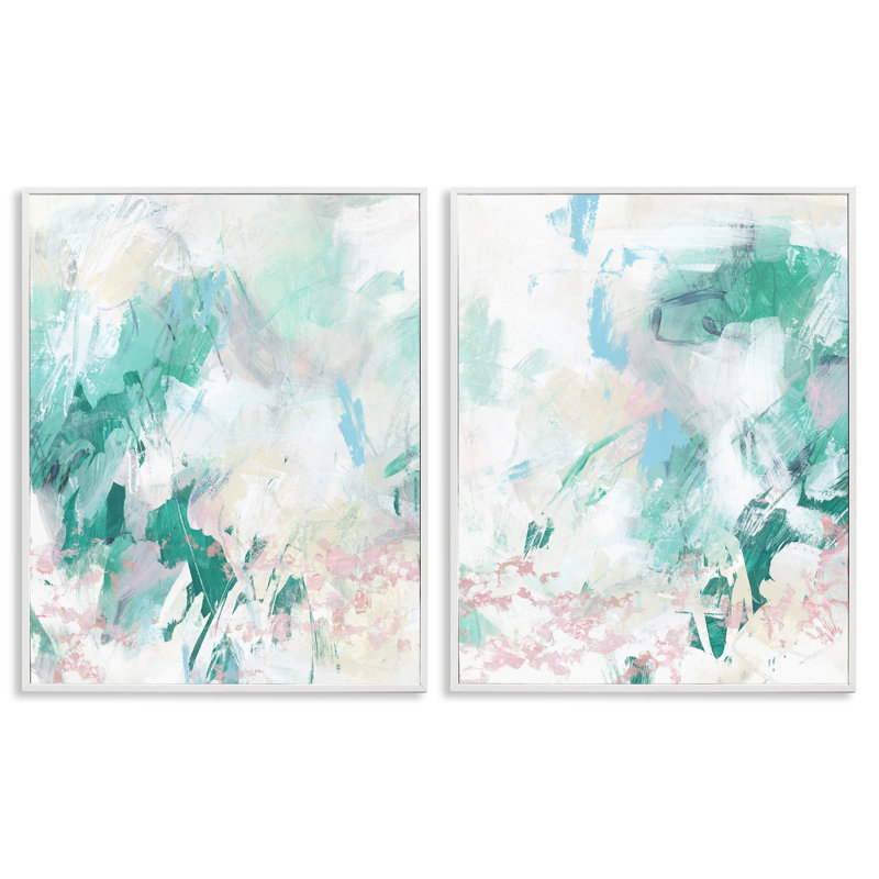  «Abstract Abstract Splatter Green», ensemble de 2 giclées par June Erica Vess, H 14 po x l 11 po