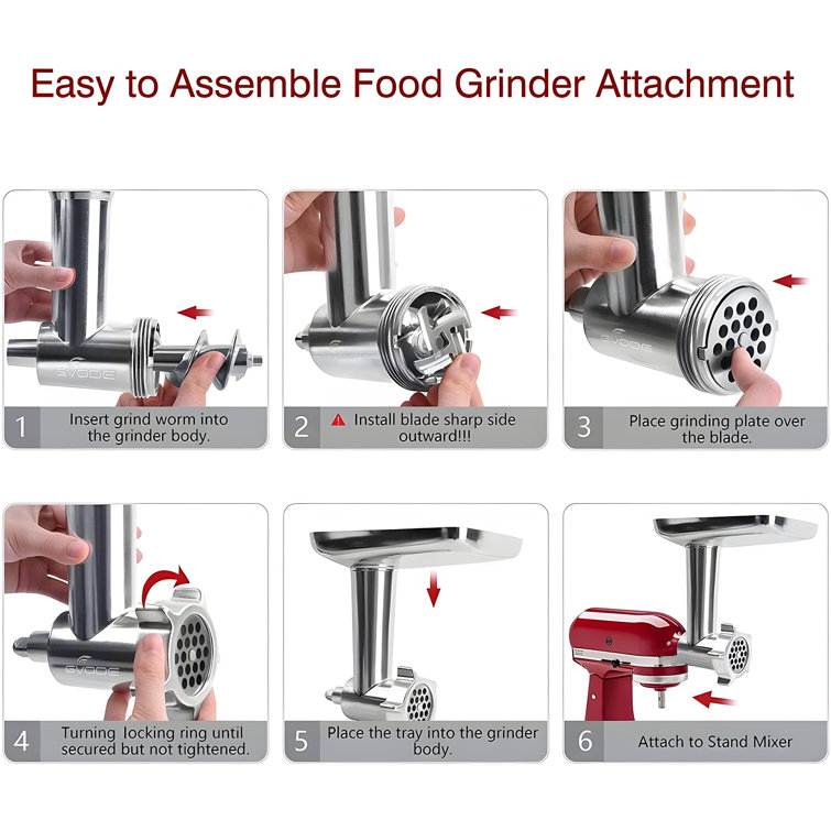 Silver Metal Food Grinder Attachment For Kitchenaid Stand Mixer Stainless  Steel