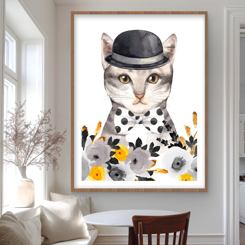 Chat chic - reproduction encadrée matte pour une décoration intérieure élégante, Brun