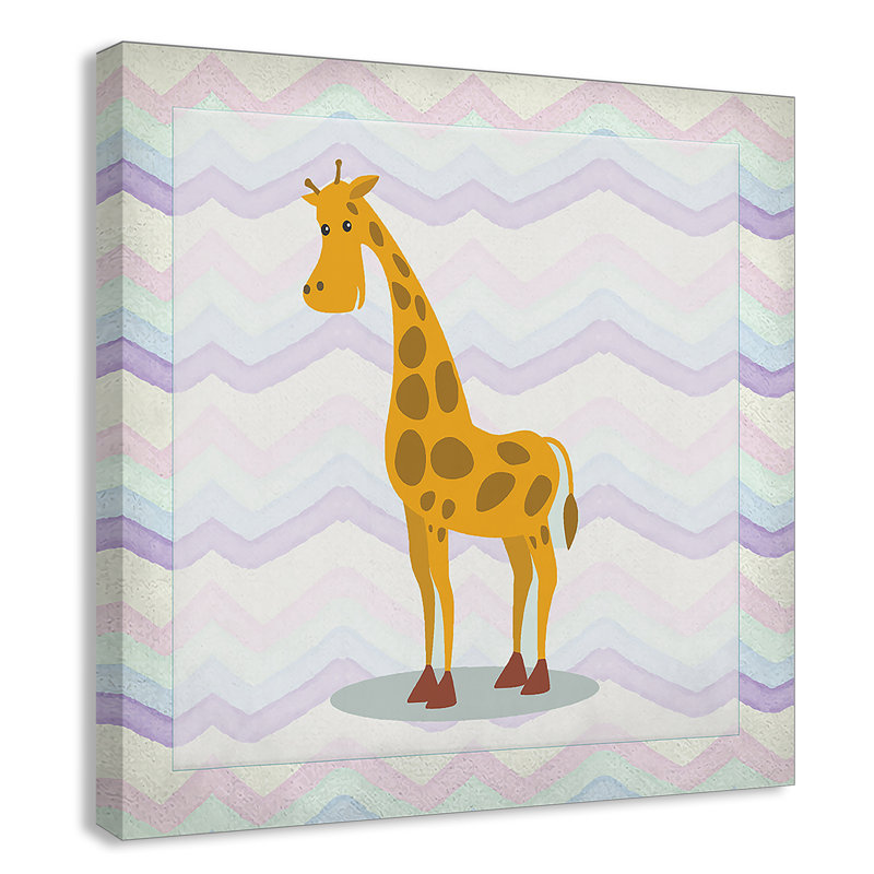 Décalcomanie murale «Pink Giraffe Time», H 24 po x l 24 po x P 1,5 po, Canevas