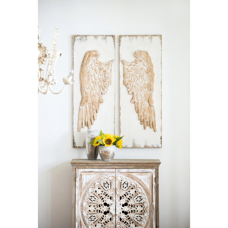 De 2 panneaux muraux à oreilles en plumes, blanc vieilli, 42 po x 15,5 po, salon transformable, couloir de salle à manger 2 pièces suspendus 42 po x 15,5 po, créant un bel espace avec