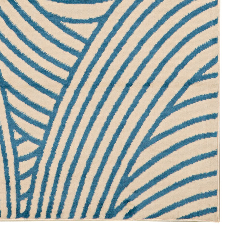 Tapis beige / bleu Mawhinney, Rectangle 4 pi 3 po x 7 pi 3 po