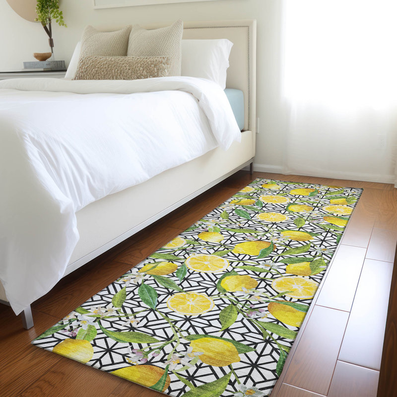 Premium Machine Washable Bradenburg AMF160 Yellow Rug, Runner 2'3" x 7'6"