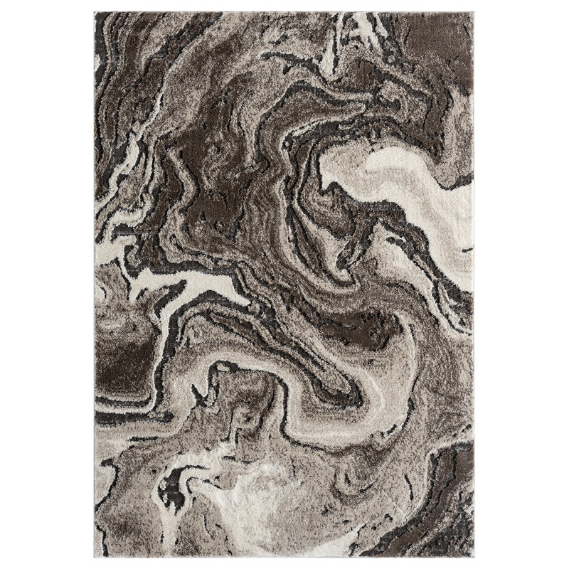 Derel Modern Embossed Contemporary Living Room Area Rug - Marble Design,Mocha, Rectangle 120 x 170 cm