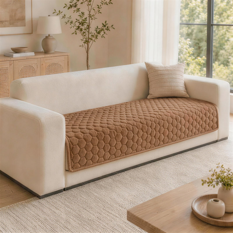 Housse de canapé en velours doux et moelleux, housse antidérapante lavable pour animaux de compagnie, Brun