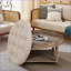 Table de repose-pieds ronde avec rangement en lin imperméable capitonné à 2 niveaux 31,5 po Farmhouse | Bois de noyer brun-2071237897-2071237896