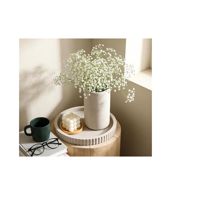 Modern Wooden Decorative Tray, Round Tray For Coffee Table, Candle, Perfume, Vanity, And Kitchen Counter, Beige