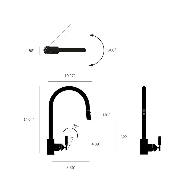 Kitchen Faucet / Pull-Out With Dual Spray / Cross, Welders Black