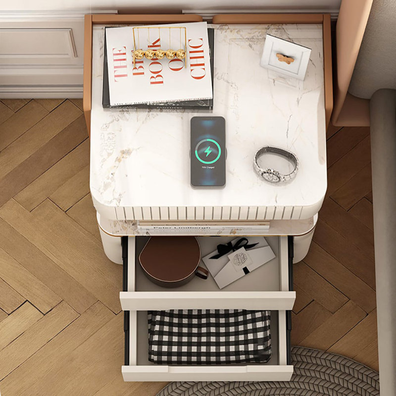 Vailora Modern Smart Nightstand With Wireless Charger Sensor Light Bluetooth Speakers