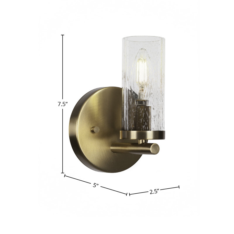 Nevena Wall Sconce Shown With 2.5” Glass, New Age Brass, Seedy