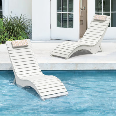 Aquawave Waterproof Wood-Grain Patio Chaise Lounge with Anti-Drift Design