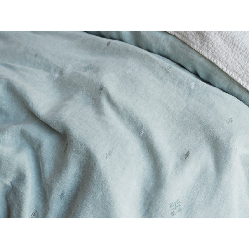 Cambria Linen Duvet Cover, King Duvet Cover, Pacific Blue Chambray w/ Multi