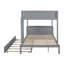 Lit superposé double au-dessus de double gris avec lit gigogne simple, bureau intégré et tiroirs de rangement - Lit mezzanine en bois massif pour enfants-478288266