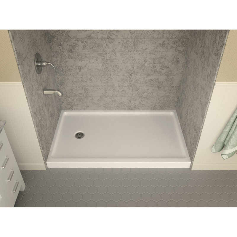 Colossi Base Series 60 in. L x 36 in. W Alcove Shower Pan Base with Left Drain in Glossy White Marine Acrylic
