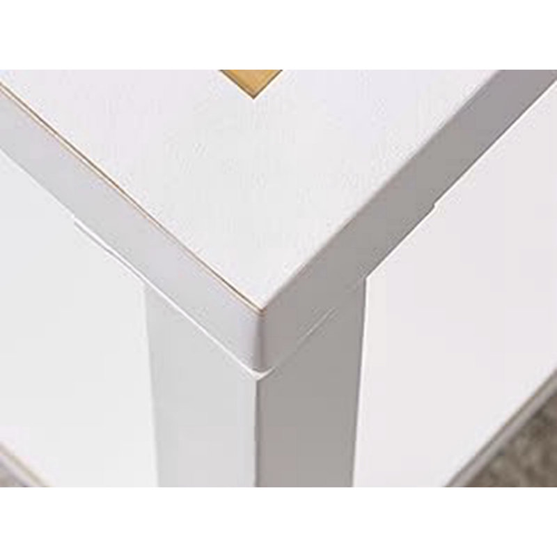 Table basse moderne carrée, Blanc, Blanc / Doré