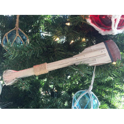 Ornement de noël en bois carré aviron de bateau rame