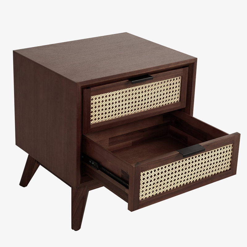 Table de chevet 2 tiroirs Ailia, Noyer