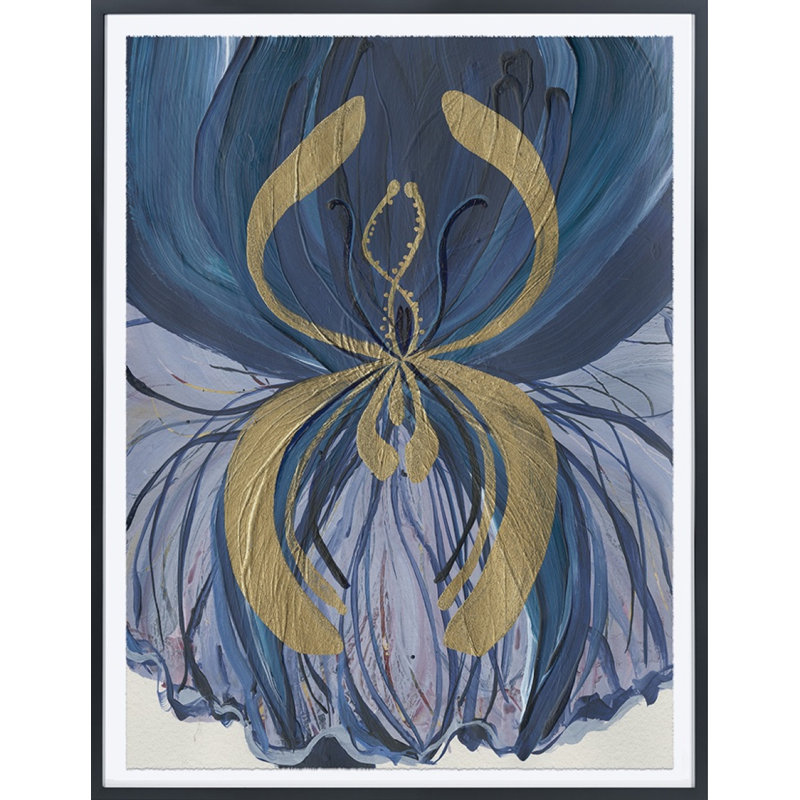 Blue Dragon Print by Morlock, Jody, Black Framed, 49" H x 36" W