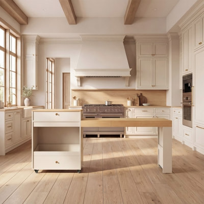 78.8" Rolling Kitchen Island with 3-Stage Extendable Dining Table