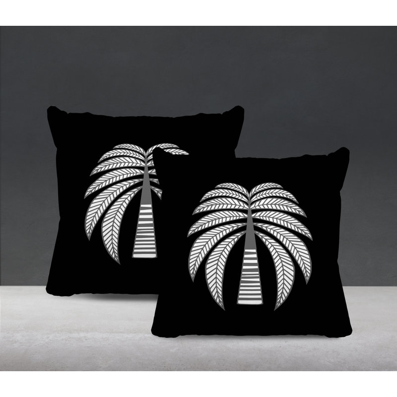 Housse et insert de coussin décoratif intérieur / extérieur en mélange de polyester, L 15 po x H 15 po, Noir