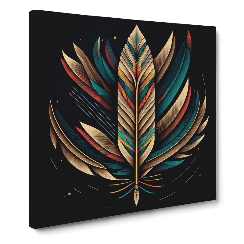Feather Geometric No.1 - Wrapped Canvas, 35cm H x 35cm W x 3cm D