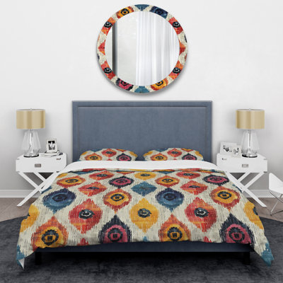 Red Black Geometric Retro I - Geometric Retro Duvet Cover Set