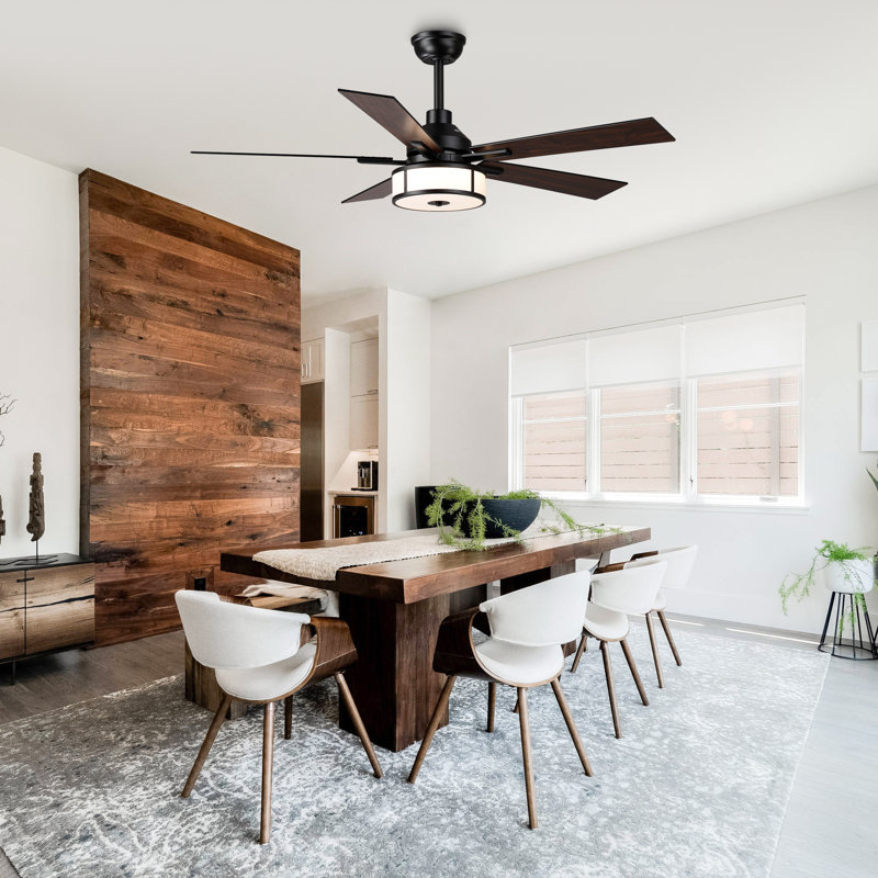 52" Modern Parchment-Textured 3CCT LED Ceiling Fan with Remote Control, Double Sided Blades, 6-Speed