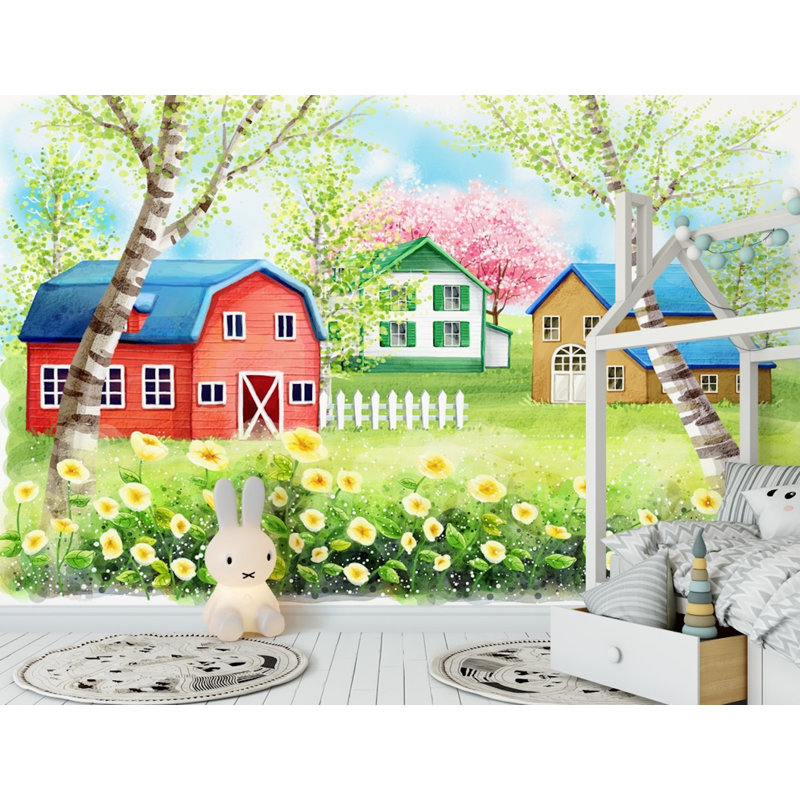 Murale peinture à l’huile de jardin pour enfants Burnam, L 35 po x l 55 po