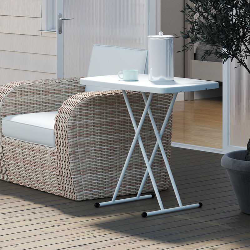 Rectangular Metal Folding Outdoor Side Table , 76cm cm W 50cm cm D, White