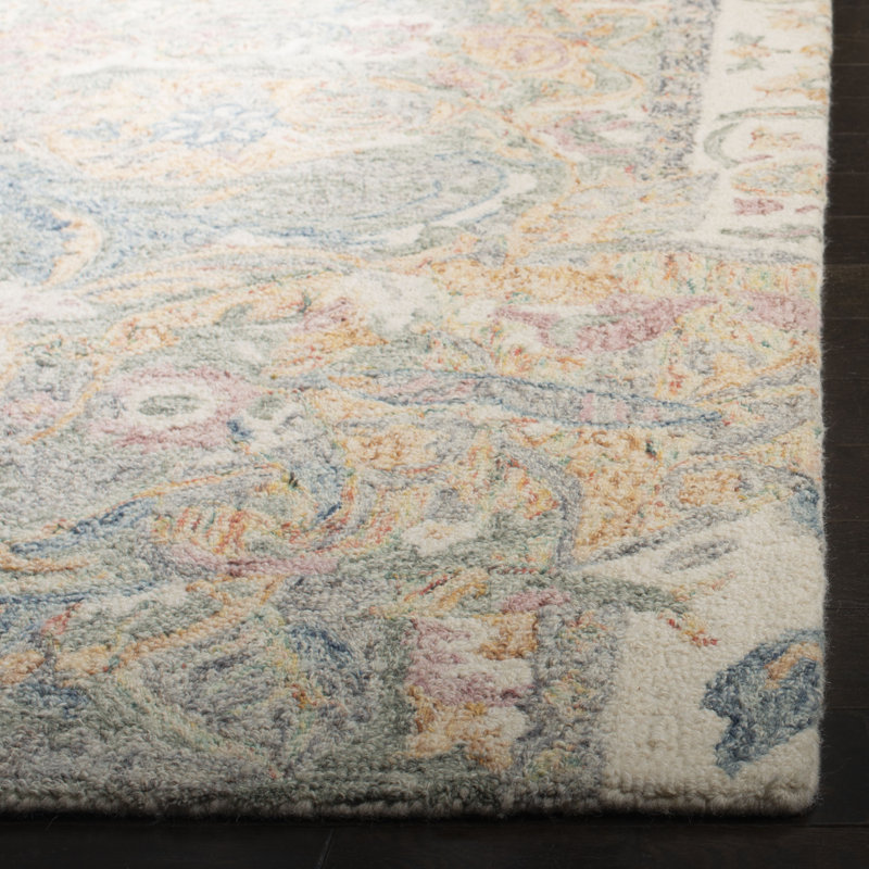 Butters Hand Tufted Wool Floral Rug, Square 6'