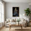 Art mural boussole géométrique dorée sur toile abstraite bleu foncé-961524535