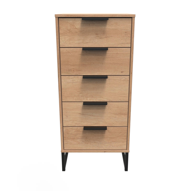 Turah 5 Drawer Bedside Cabinet (Ready Assembled), Nebraska Oak