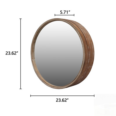 Miroir mural rond coulissant avec étagères de rangement, meuble d'appoint en bois à 2 niveaux pour salle de bain et chambre, gain de place et élégant