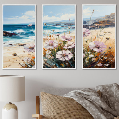 Bleuet sur la plage - ensemble de reproductions d'art mural