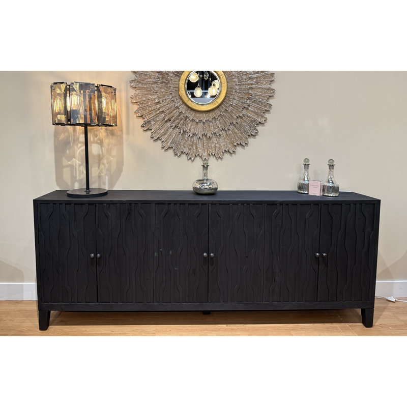 Buffet 6 portes Grandon en noir graphite transitionnel sur bois massif récupéré