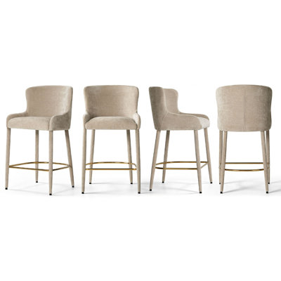 Tabouret de comptoir à oreilles 26,5 po avec repose-pieds doré Chenille