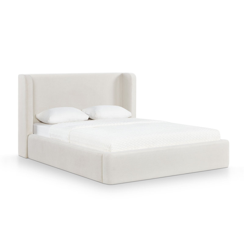 Grand lit en chenille performance Harmony, Grand lit, Crème
