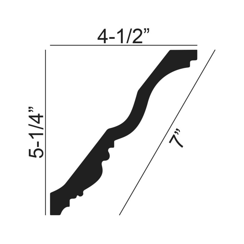 Échantillon de moulure en couronne de polyuréthane à languette d'agneau de 4-7 / 8 po x 5-1 / 4 po x 6 po